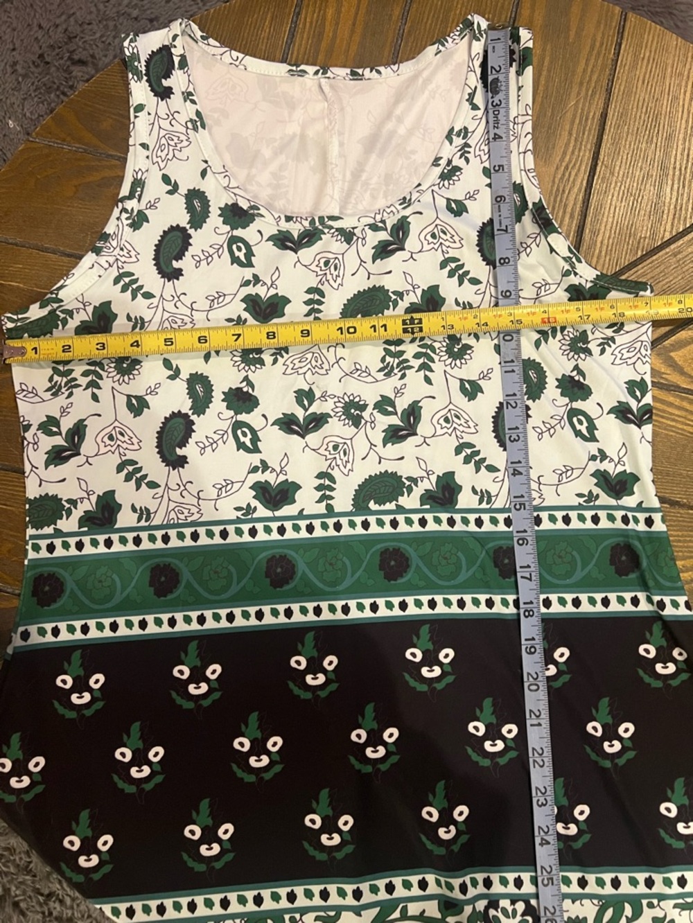 Green Boho Sleeveless Dress Soft Stretch A Line Sz Large - Picture 5 of 13